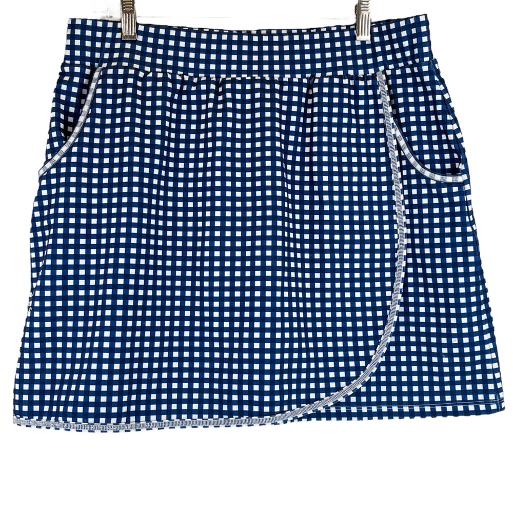 T by Talbots “On The Move” Wrap Skort Gingham Plaid Athleisure UPF 50+ Sz L - Picture 3 of 11